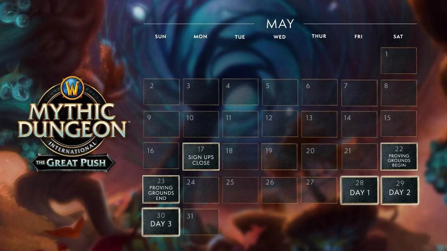 The Great Push schedule. Image via Blizzard Entertainment.