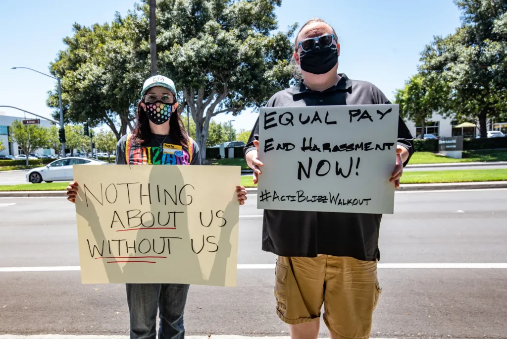 Attendees of the Activision Blizzard walkout