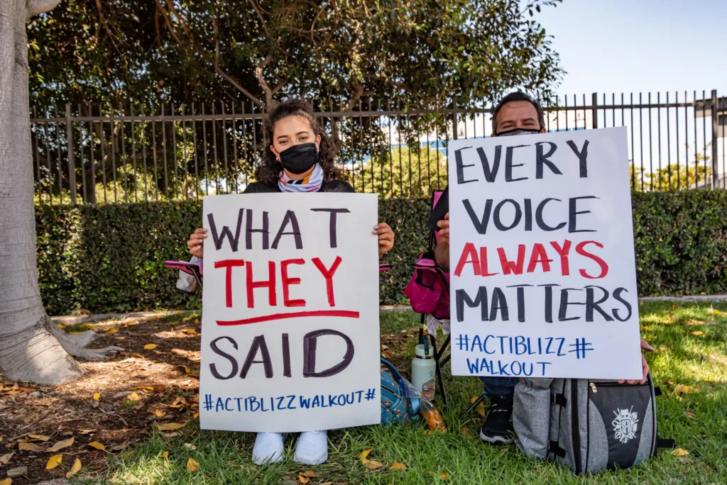 Attendees of the Activision Blizzard walkout