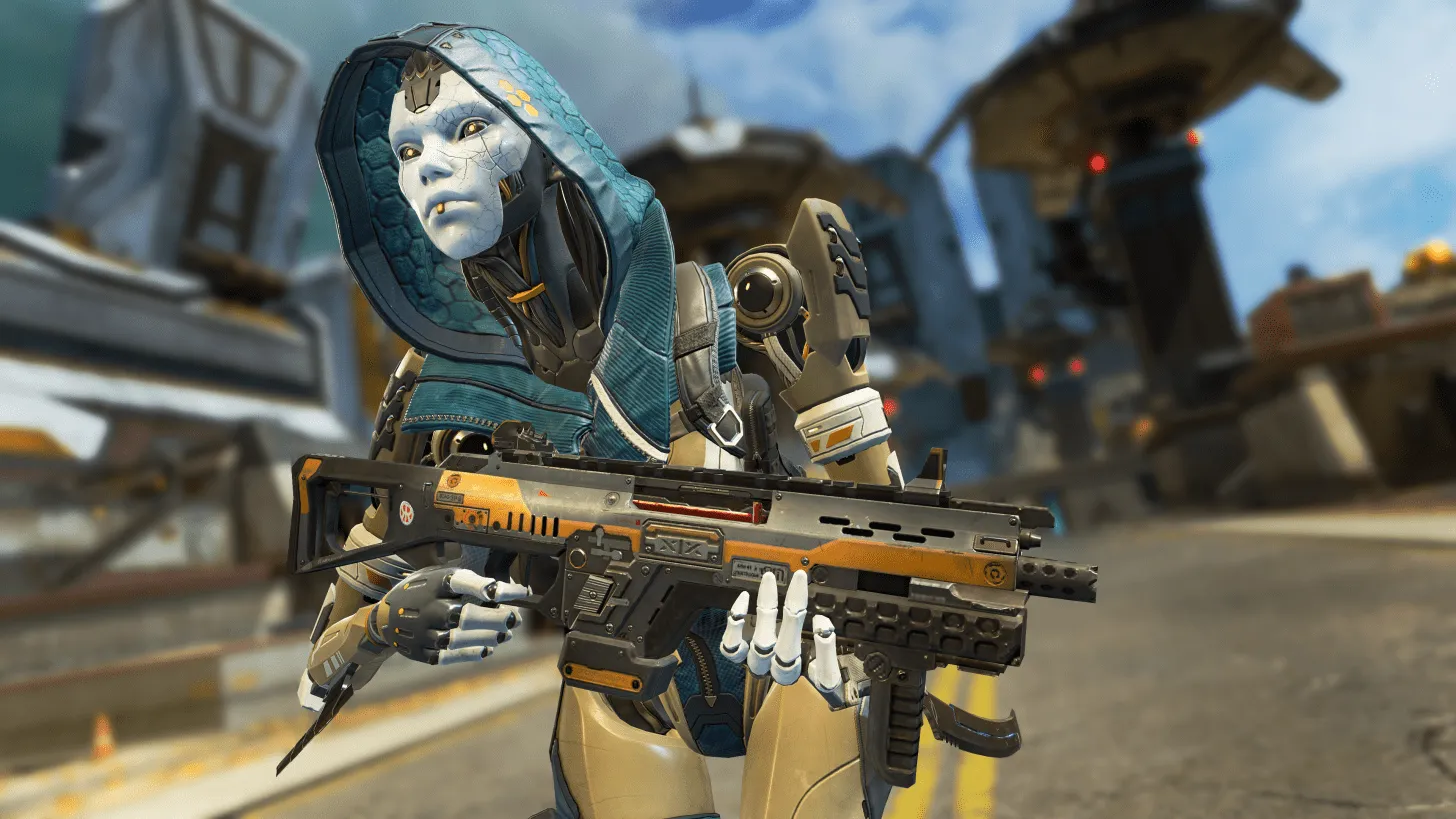 Ash holding the C.A.R SMG from the Apex Legends Season 11 patch notes