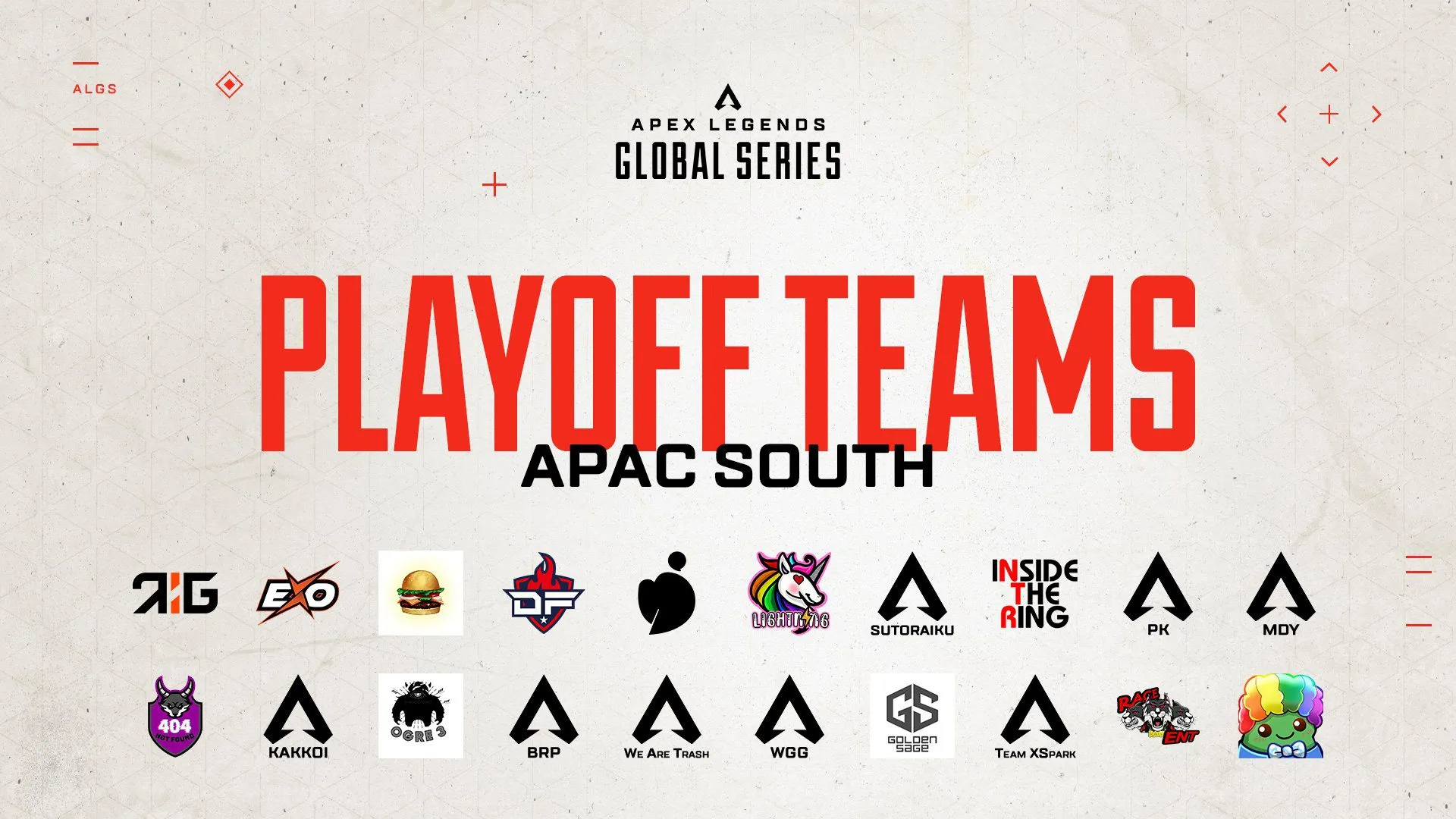 The APAC South teams that qualified for the ALGS Split 1 Playoffs