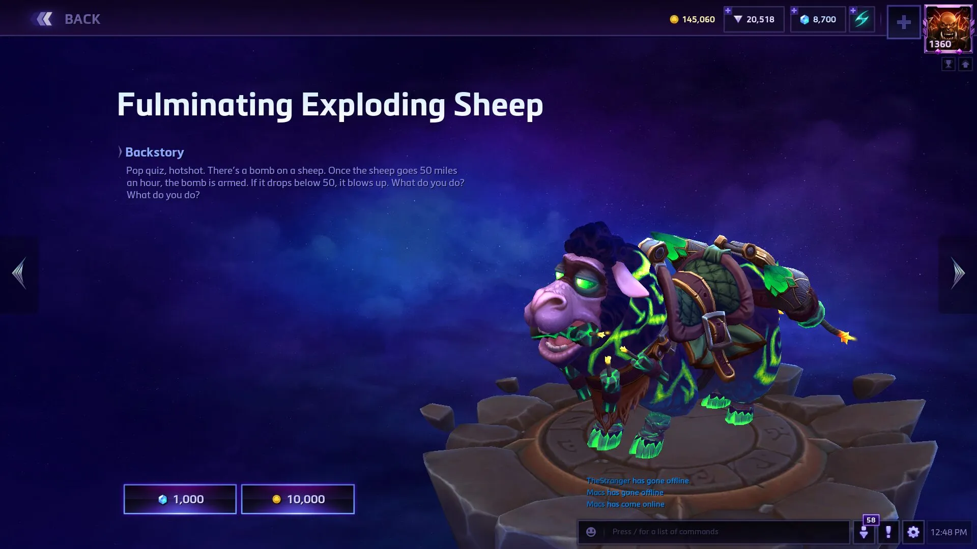 The Fulminating Exploding Sheep mount