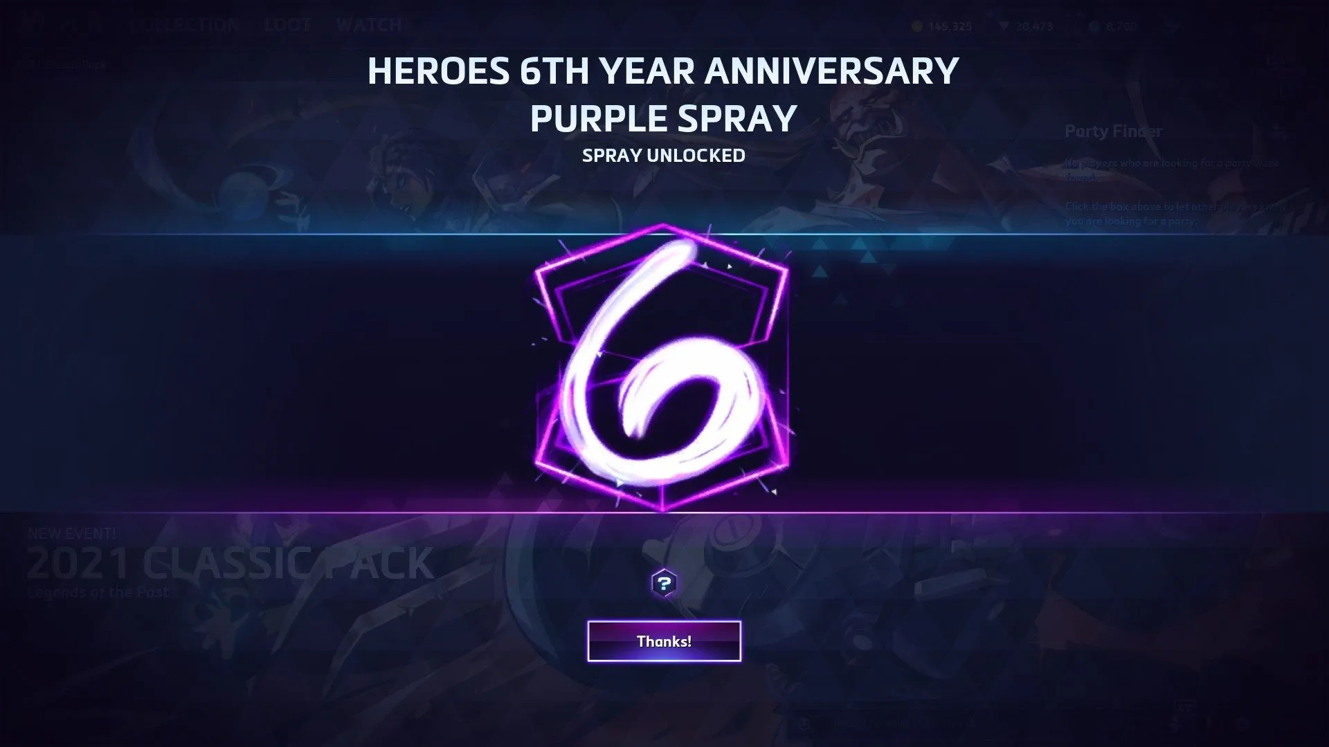 Heroes 6th Year Anniversary Purple Spray