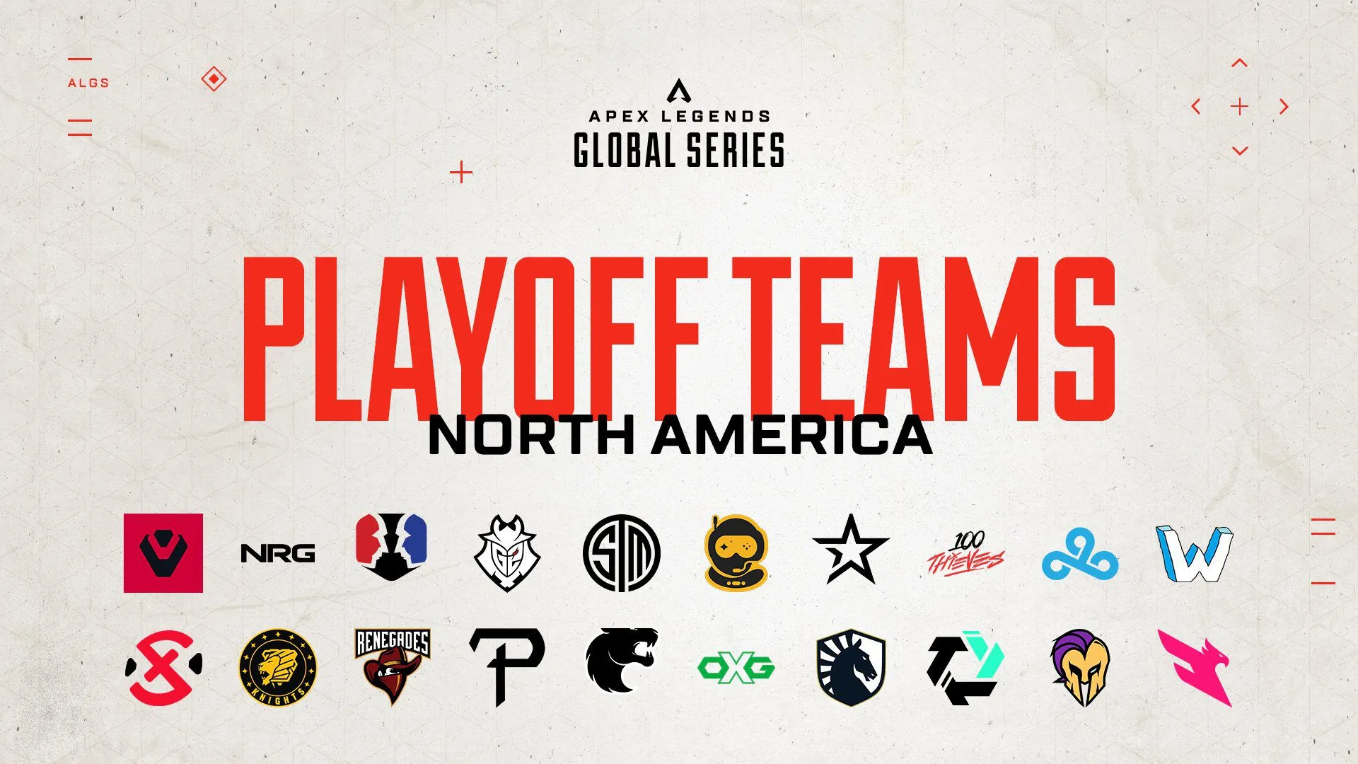 Graphic of all the NA teams that qualified for the ALGS Split 1 Playoffs
